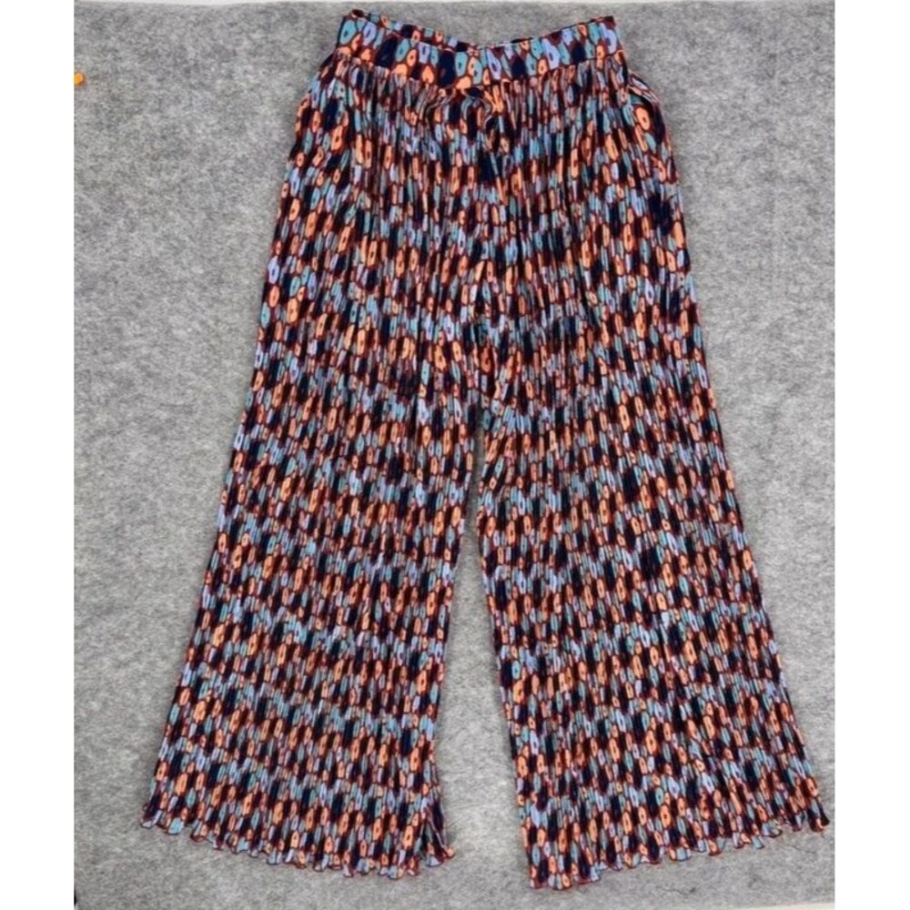 NEW Wildfang Medium Empower Plisse Loose Wide Leg Drawstring Pants SZ Medium